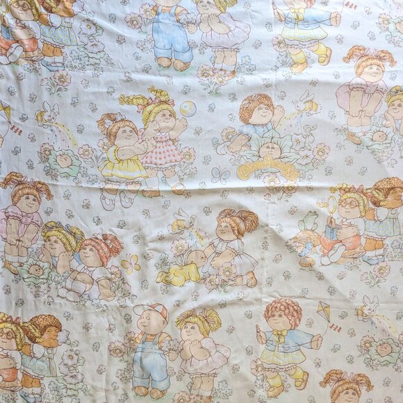 Vintage 80's Cabbage Patch Kids Twin Flat Bedsheet - Picture 2 of 2